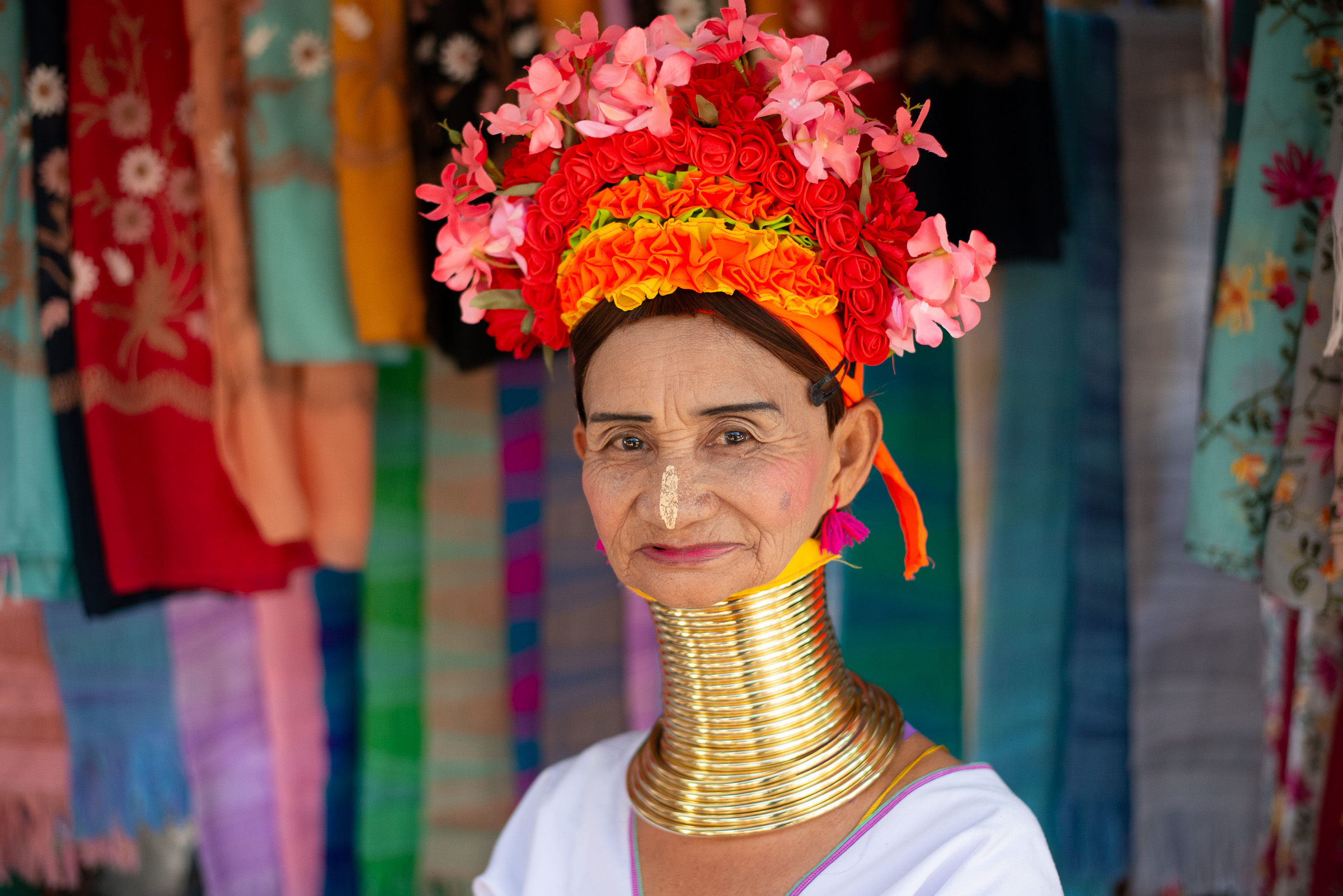 Close portrait with beaded jewelry